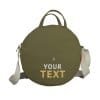 Dark Military Green Personalized Round Canvas Crossbody Bag Custom Embroidered Circle Shoulder Bag Monogram Letter Initials Purse Gift Stylish Travel Bag Daily