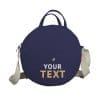 Navy Blue Customized Personalized Initial Bag Embroidered Round Cotton Purse Custom Name