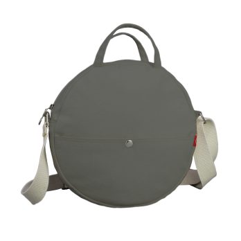 Round Crossbody Bag Canvas Circle Purse Minimalist Shoulder Handbag Modern Casual Everyday Tote Women Fashion Gray Small Zipper Messenger