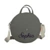 Personalized Round Canvas Crossbody Bag Embroidered Initials Letter Monogram Messenger Circle Purse Gray Bag Adjustable Strap Chic Casual