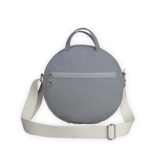 Light Gray Round Canvas Crossbody Bag Women Circle Purse Gray Minimalist Shoulder Handbag Modern Daily Tote Handmade Gift for Her Casual Travel Bag