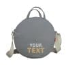 Light Gray Round Canvas Crossbody Bag Personalized Custom Embroidered Name on Bag Initials Circle Purse Shoulder Messenger Handmade Eco-Friendly Cotton