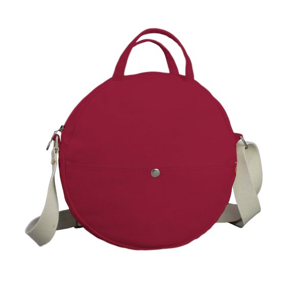 Maroon Round Bag Crossbody Shoulder Women Circle Canvas Cotton Medium Mini Purse