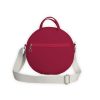 Maroon Round Bag Crossbody Shoulder Women Circle Canvas Cotton Medium Mini Purse