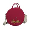 Maroon Personalized Round Bag with Embroidered Initial Custom Circle Crossbody Bag for Women Stylish Canvas Handbag Adjustable Strap and Monogram