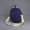 Round Navy Canvas Crossbody Bag Circular Shoulder Purse Small Zip Messenger Bag Minimalist Travel Handbag Everyday Casual Tote Bag for Women