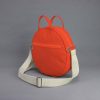 Orange Circle Crossbody Bag Canvas Round Purse Modern Minimalist Shoulder Handbag Cotton Messenger Small Daily Casual Women Fashion Tote