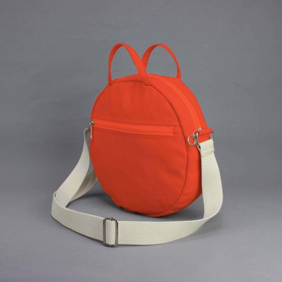 Orange Circle Crossbody Bag Canvas Round Purse Modern Minimalist Shoulder Handbag Cotton Messenger Small Daily Casual Women Fashion Tote