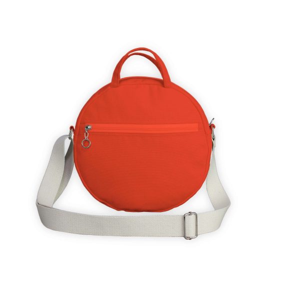 Orange Circle Crossbody Bag Canvas Round Purse Modern Minimalist Shoulder Handbag Cotton Messenger Small Daily Casual Women Fashion Tote