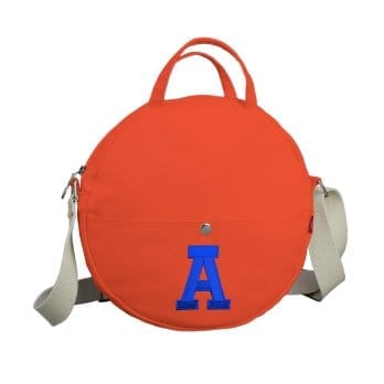 Orange Personalized Round Canvas Bag Custom Embroidered Circle Crossbody Purse Monogram Letter Initial Gift for Her Embroidery Name on Bag Cute