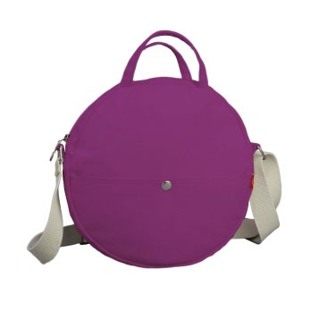 Round Crossbody Purse Canvas Circle Bag Modern Minimalist Shoulder Handbag Purple Everyday Casual Zipper Messenger Women Fashion Accessories