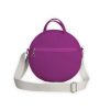 Round Crossbody Purse Canvas Circle Bag Modern Minimalist Shoulder Handbag Purple Everyday Casual Zipper Messenger Women Fashion Accessories