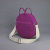 Round Crossbody Purse Canvas Circle Bag Modern Minimalist Shoulder Handbag Purple Everyday Casual Zipper Messenger Women Fashion Accessories