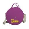 Purple Personalized Circle Bag Embroidered Round Crossbody Purse Custom Letter Initials Name on Bag Birthday Gift Monogram Canvas Shoulder Tote Bag