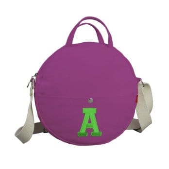 Purple Personalized Circle Bag Embroidered Round Crossbody Purse Custom Letter Initials Name on Bag Birthday Gift Monogram Canvas Shoulder Tote Bag