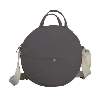 Dark Gray Round Side Bag Crossbody Purse Circle Eco-Friendly Canvas Bag Zipper Pocket Unisex Lightweight Bag with Cotton Webbing Adjustable Strap Bag