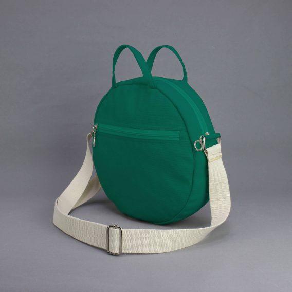 Sea Green Round Crossbody Bag Circular Tote with Adjustable Strap Minimalist Casual for Women Unique Everyday Handbag Eco-Friendly Cotton