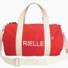 Personalized Duffle Bag Canvas Travel Weekender Sports Monogram Initial Letter Embroidered Mini Medium Gym Dance Custom Gift Overnight Red