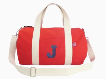 Personalized Duffle Bag Canvas Travel Weekender Sports Monogram Initial Letter Embroidered Mini Medium Gym Dance Custom Gift Overnight Red