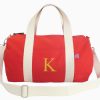 Personalized Duffle Bag Canvas Travel Weekender Sports Monogram Initial Letter Embroidered Mini Medium Gym Dance Custom Gift Overnight Red