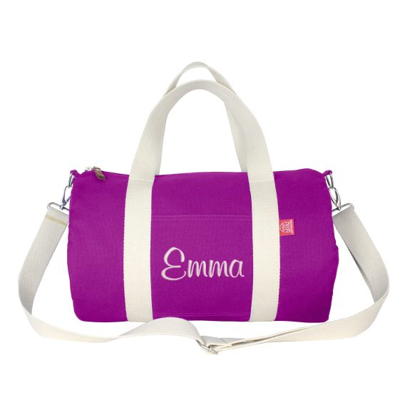 Purple Embroidered Duffle Gym Bag Custom Personalized Duffel Sports Workout Bag for Men & Women Fitness Bag Adjustable Removable Crossbody Straps