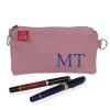 Pencil Case Cotton Canvas Personalized Pen Holder Embroidered Name Initials Custom Order Bag Pencil Pouch Zipper Teacher Gift Monogrammed Candy Pink
