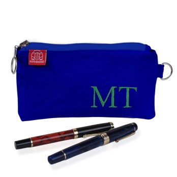 Sax Blue Pencil Case Canvas Cotton Pencil Bag Pen Pouch Embroidered Name Pencil Case Makeup Brush Zipper Pencil Case Birthday Gift for Teacher