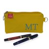 Yellow Canvas Pen Pouch with Embroidered Name Initials Zippered Stationery & Cosmetic Bag Personalized Pen Case Fountain Case Storage Bag custom embroidered name pencil holder cotton canvas personalized student gift handcrafted estuche bordado personalizado algodon regalo estudiante hecho mano Federtasche bestickt personalisiert Baumwolle Geschenk Schüler trousse broderie personnalisee coton cadeau etudiant fait main astuccio ricamato personalizzato cotone regalo studente artigianale dingzhi cixiu mingzi wenjihe mianbu lipin カスタム刺繍ペンケース名前入り綿キャンバス手作りギフト学生オーダーメイド