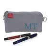 Personalized Pencil Case with Embroidered Initials Custom Monogram Canvas Pouch Zipper Bag Stationery Travel Makeup Gift Fountain Storage Light Gray