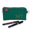 Personalized Pencil Case Embroidered Name Initials Monogram Travel Bag Zipper Pouch Fountain Pen Storage Back to School Supplies Sea Green
