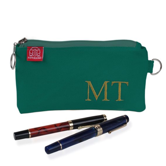 Personalized Pencil Case Embroidered Name Initials Monogram Travel Bag Zipper Pouch Fountain Pen Storage Back to School Supplies Sea Green