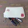 Personalized Name Pencil Case Small Cosmetic and Travel Pouch Embroidered Initials Natural Raw Cotton Zippered Bag Pouches Custom School Gifts Personalized Pencil Case with Zipper Pouch Custom Embroidered Name Initials Handmade School Supply Organizer Eco Friendly Cotton Cute Gift Gray