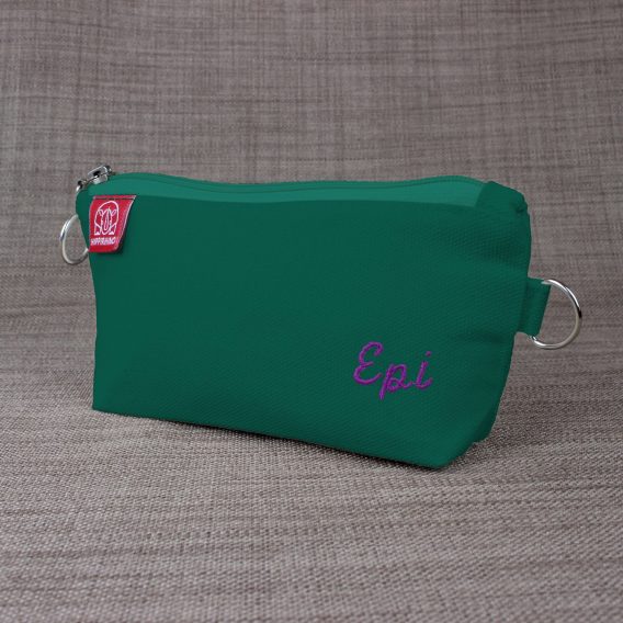 Embroidered Pencil Case with Name Pencil Storage Personalized Zipper Pouch Monogram Travel Bag Fountain Pen Case Handmade Makeup Bag Gifts Sea Green