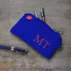 Sax Blue Pencil Case Canvas Cotton Pencil Bag Pen Pouch Embroidered Name Pencil Case Makeup Brush Zipper Pencil Case Birthday Gift for Teacher