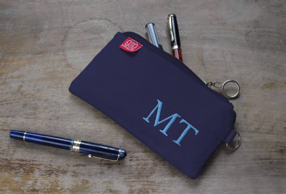 Personalized Pencil Case Embroidered Name Initials Monogram Travel Bag Zipper Pouch Fountain Pen Storage Back to School Supplies Navy Blue custom embroidered name pencil holder cotton canvas personalized student gift handcrafted estuche bordado personalizado algodon regalo estudiante hecho mano Federtasche bestickt personalisiert Baumwolle Geschenk Schüler trousse broderie personnalisee coton cadeau etudiant fait main astuccio ricamato personalizzato cotone regalo studente artigianale dingzhi cixiu mingzi wenjihe mianbu lipin カスタム刺繍ペンケース名前入り綿キャンバス手作りギフト学生オーダーメイド