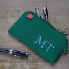 Personalized Pencil Case Embroidered Name Initials Monogram Travel Bag Zipper Pouch Fountain Pen Storage Back to School Supplies Sea Green