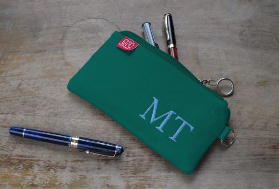 Personalized Pencil Case Embroidered Name Initials Monogram Travel Bag Zipper Pouch Fountain Pen Storage Back to School Supplies Sea Green