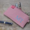 Pencil Case Cotton Canvas Personalized Pen Holder Embroidered Name Initials Custom Order Bag Pencil Pouch Zipper Teacher Gift Monogrammed Candy Pink