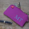 Purple Personalized Pencil Case Custom Initials Embroidered Elegant Pen Pouch Canvas Unique Stationery Gift for Writers Personalized Case