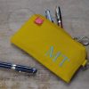 Yellow Canvas Pen Pouch with Embroidered Name Initials Zippered Stationery & Cosmetic Bag Personalized Pen Case Fountain Case Storage Bag custom embroidered name pencil holder cotton canvas personalized student gift handcrafted estuche bordado personalizado algodon regalo estudiante hecho mano Federtasche bestickt personalisiert Baumwolle Geschenk Schüler trousse broderie personnalisee coton cadeau etudiant fait main astuccio ricamato personalizzato cotone regalo studente artigianale dingzhi cixiu mingzi wenjihe mianbu lipin カスタム刺繍ペンケース名前入り綿キャンバス手作りギフト学生オーダーメイド