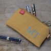 Personalized Canvas Pencil Case Embroidered Name or Initials Custom Cotton Zipper Pouch Stationery Organizer Unique Gift Embroidery Eco Camel