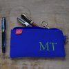 Sax Blue Pencil Case Canvas Cotton Pencil Bag Pen Pouch Embroidered Name Pencil Case Makeup Brush Zipper Pencil Case Birthday Gift for Teacher