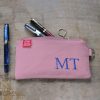 Pencil Case Cotton Canvas Personalized Pen Holder Embroidered Name Initials Custom Order Bag Pencil Pouch Zipper Teacher Gift Monogrammed Candy Pink