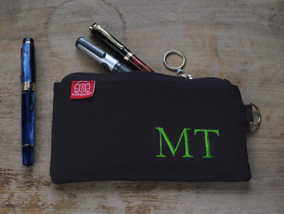 Black Personalized Embroidered Pencil Case Name Initials Stationery Bag Unique Student Gift Handmade Pen Holder Fountain Pen Custom Embroidery Bag
