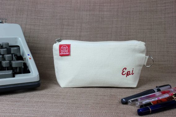 Personalized Name Pencil Case Small Cosmetic and Travel Pouch Embroidered Initials Natural Raw Cotton Zippered Bag Pouches Custom School Gifts