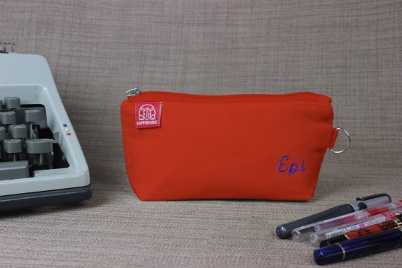 Personalized Embroidered Pencil Case Handmade Custom Name Pouch Fountain Pen Back to School Gift for Girls Boys Stationery Organizer Bag Orange