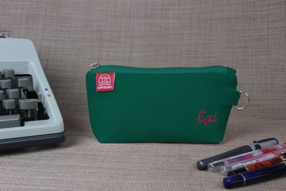 Embroidered Pencil Case with Name Pencil Storage Personalized Zipper Pouch Monogram Travel Bag Fountain Pen Case Handmade Makeup Bag Gifts Sea Green