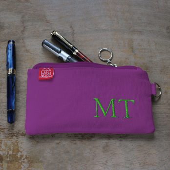 Purple Personalized Pencil Case Custom Initials Embroidered Elegant Pen Pouch Canvas Unique Stationery Gift for Writers Personalized Case