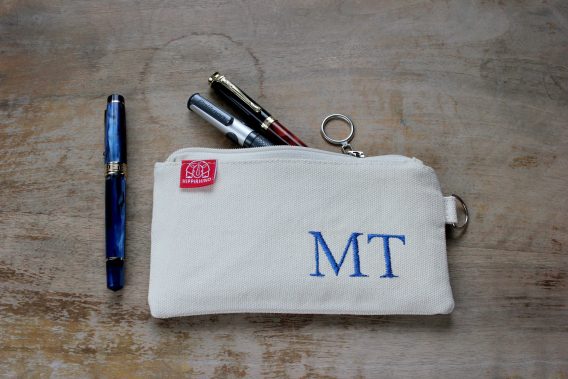 Personalized Pencil Case Embroidered Custom Pencil Pouch Natural Canvas Cotton Fountain Pen Storage Fully Lined Name on Case Pen Lover Cute Raw Coton