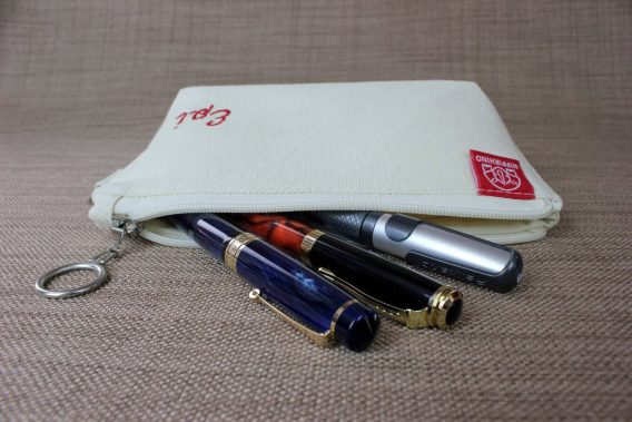 6 Personalized Pencil Case with Zipper Pouch Custom Embroidered Name Initials Handmade School Supply Organizer Eco Friendly Cotton Cute Gift Gray